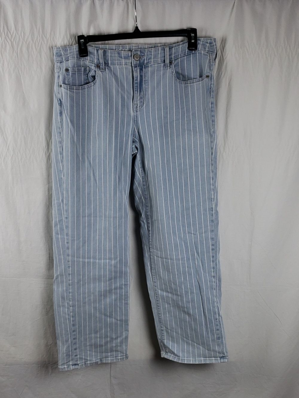 Torrid 14T Light Blue White Pinstripe Wide Leg Mid Rise Jeans
